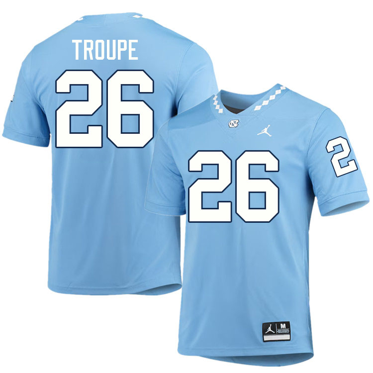 #26 Jo Jo Troupe North Carolina Tar Heels College Football Jersey Stitched-Carolina Blue #26 Jo Jo Troupe North Carolina Tar Heels College Football Jersey Stitched-Carolina Blue